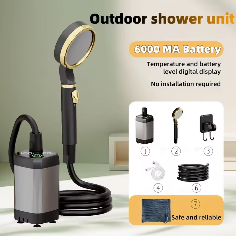 Outdoor Camping Kit - ポータブル屋外電気シャワーユニット キャンプシャワーキット 長時間バッテリー駆動 建設現場、キャンプ、家庭用に最適