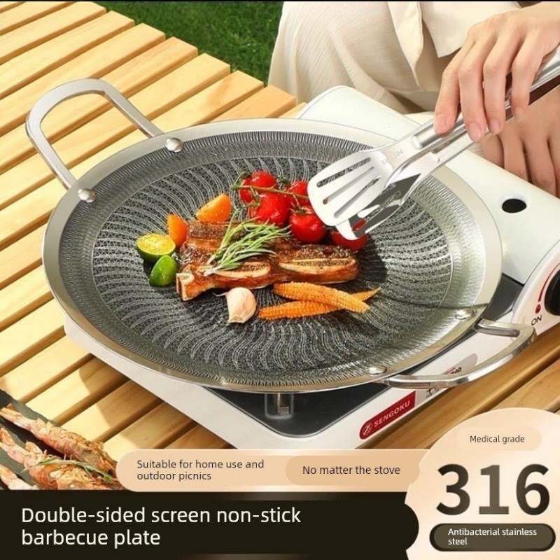 Outdoor Camping Burner - 316ステンレス鋼多機能調理BBQグリルパン、キャンプ、家庭用キッチン、ガスコンロ対応、IH調理器対応