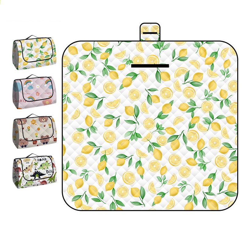 Outdoor Camping Quilt - 150*200 センチメートルポータブルピクニックマット屋外折りたたみ厚みビーチマット防湿防水キャンプブランケットベビーアクティビティマット