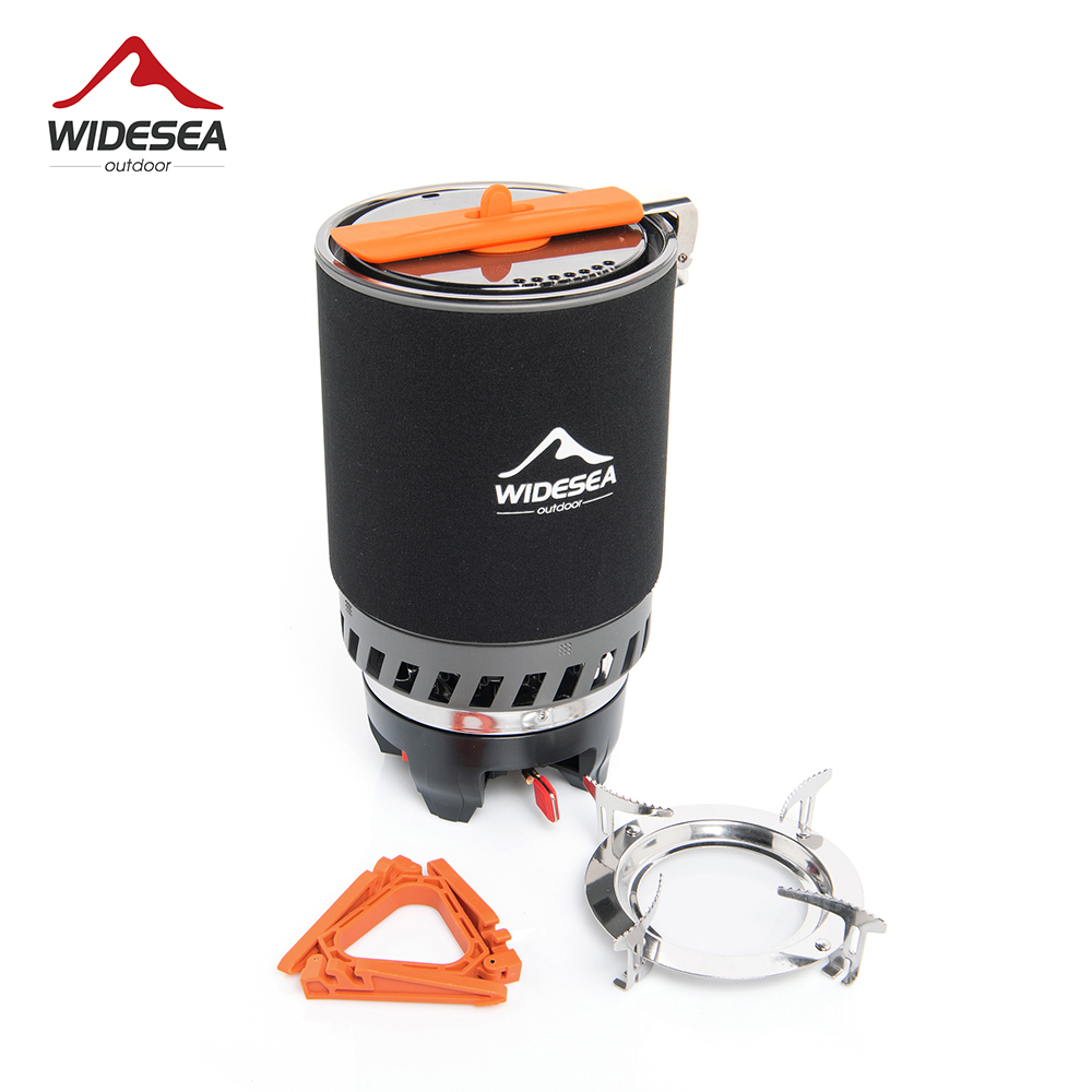 Outdoor Camping Burner - 広範囲の海でのキャンプ用調理システム、熱交換器付き屋外ガスバーナーストーブ、観光用鍋セット、カップ、食器、調理器具、観光、ハイキング
