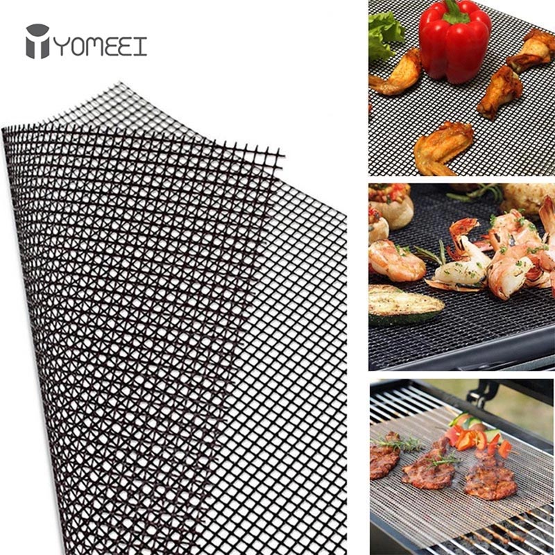 Outdoor Camping Carpet - Yomeei 1個バーベキューグリルマット格子状バーベキューマット再利用可能な熱抵抗グリルメッシュ屋外キャンプバーベキュー