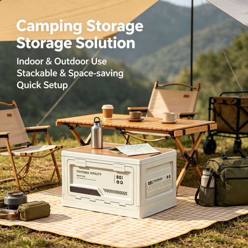 Outdoor Camping Stores - 屋外収納ボックス キャンプ用折りたたみボックス キャンプオーガナイザー 車のトランク用木製蓋付き 工業用エア収納ボックス 家庭用収納