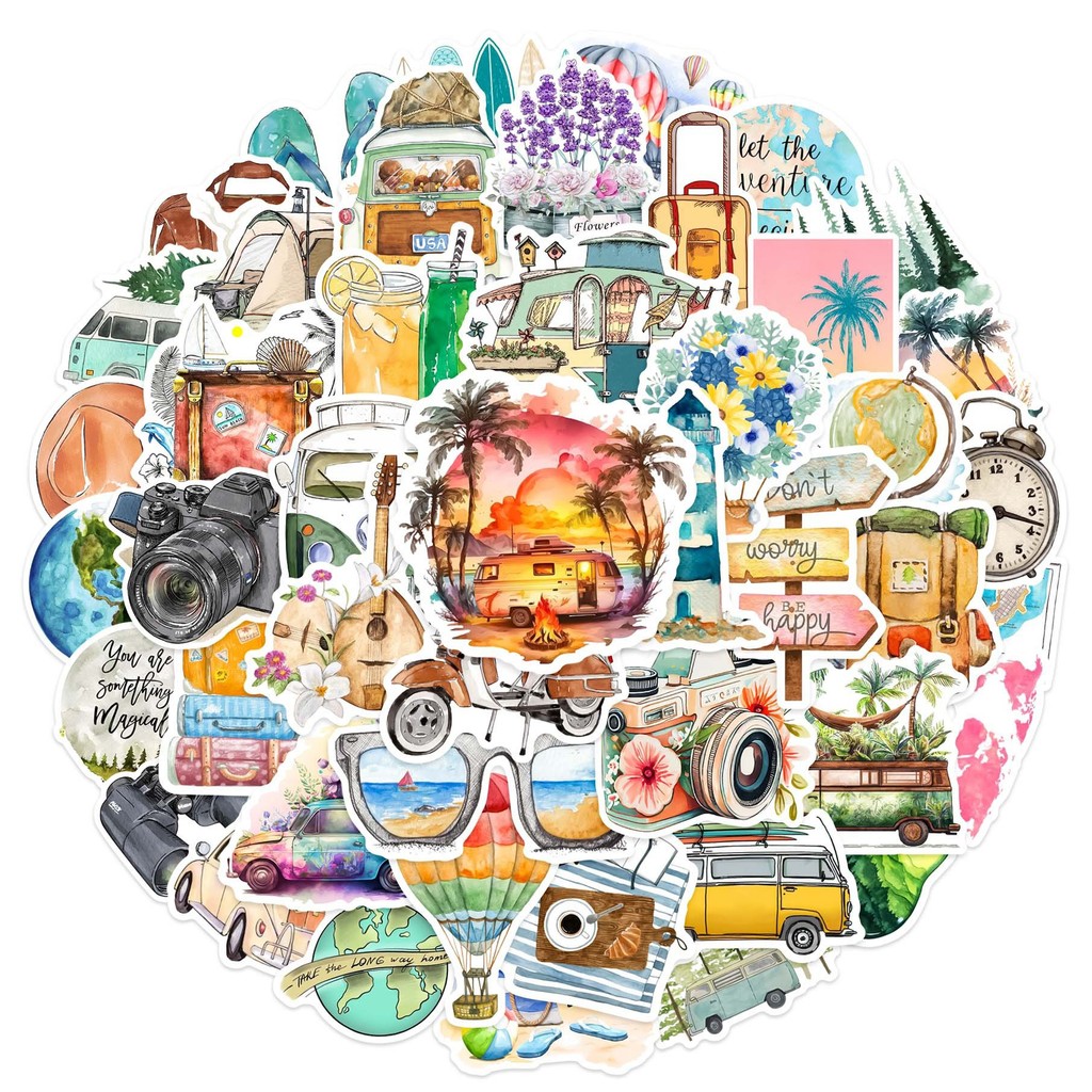 Outdoor Camping Stores - 50 個アウトドア旅行 PVC ステッカー防水デカールギタースケートボードヘルメットキャンプ装飾 BulingBulingStickers ストア