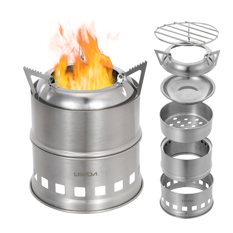 Outdoor Camping Sink - Lixada-ステンレス鋼の薪ストーブ,アルコールバーナー,屋外調理,ピクニック,キャンプ,旅行