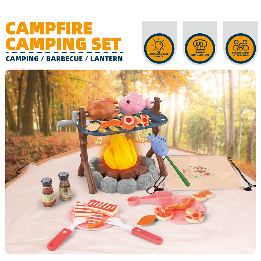 Outdoor Camping Kit - 子供用アウトドアアドベンチャーツールセット キャンプファイヤーとテント付きシミュレーションキャンプおもちゃ ライトとサウンド付き 屋外誕生日やホリデーギフト