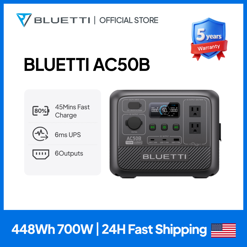 Outdoor Camping Kit - BLUETTI AC50B ポータブル電源 700W 448Wh LiFePO4バッテリー搭載