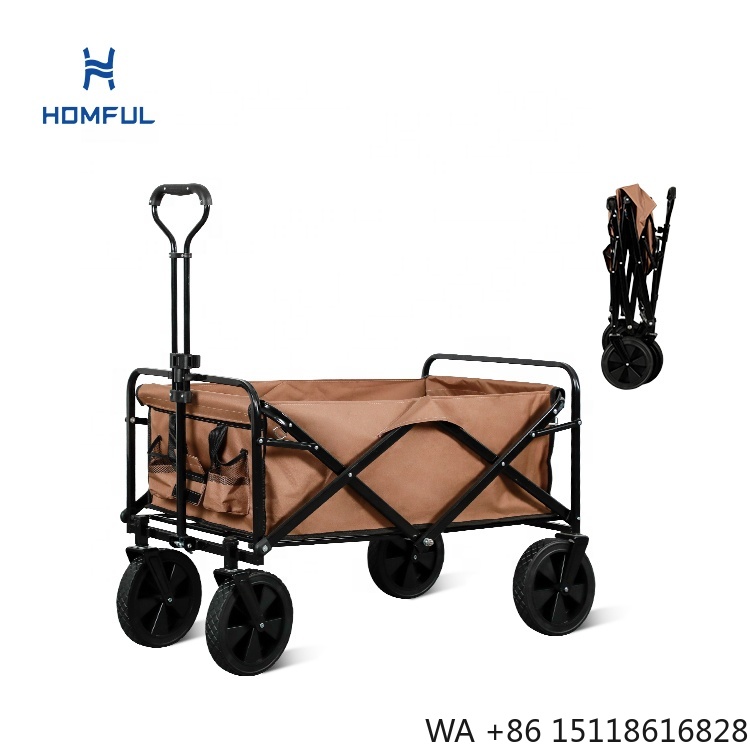 Camp Table Folding - HOMFUL釣り用ボラーワゴン折りたたみ式キャンプトロリーワゴンベビーカービーチカート砂浜用大型ホイール付き