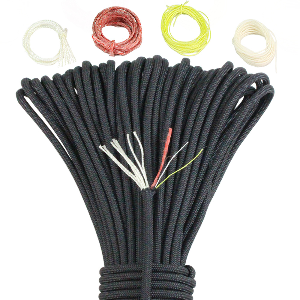 Outdoor Camping Burner - キャンプ用屋外ロープ,10コアパラコード,サバイバルツール,釣り,コットンライン,パラシュート,ハイキング,550, 4mm