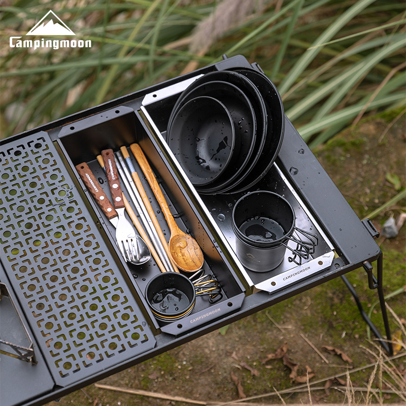 Outdoor Camping Sink - BKCK-11 304ステンレス鋼食器ボックス キャンプ用ポータブルIGTテーブルシンク洗面器 アウトドアティーテーブル食器収納