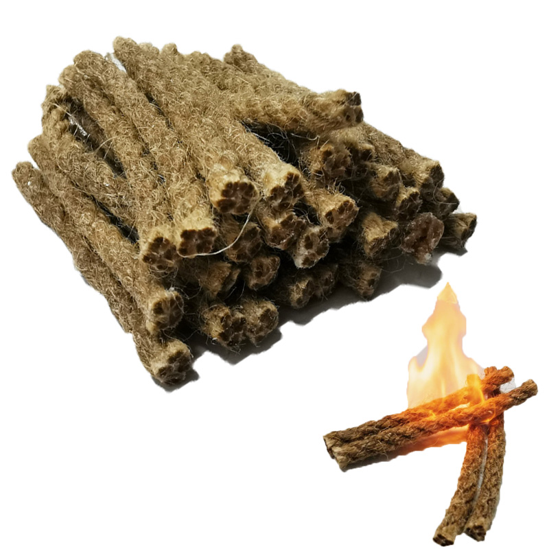 Outdoor Camping Fireplace - 屋外用ミニワックス麻縄ポータブルファイヤースターター、キャンプサバイバル実用防水道具、キャンプファイヤー、バーベキュー、暖炉用