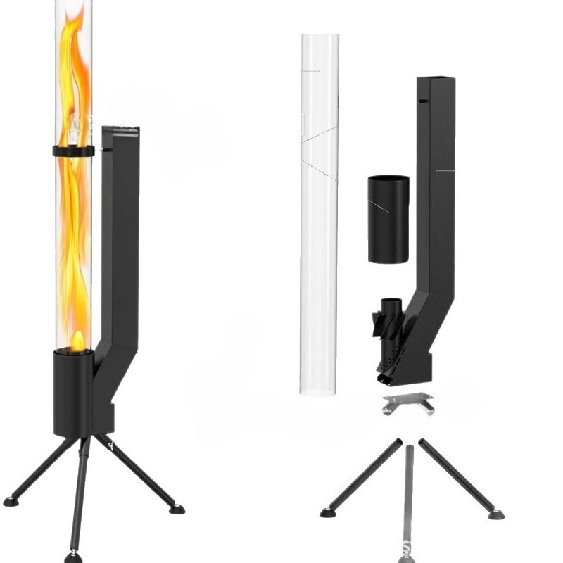 Outdoor Camping Burner - 縦型ロケットストーブ - バズーカ型薪ストーブ、アウトドアキャンプ、冬の暖房、中庭での使用に適したポータブル暖炉