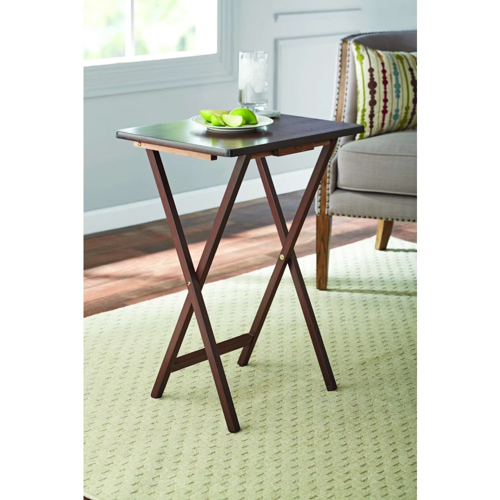ウォールナット仕上げのラバーウッド折りたたみ式テレビトレイテ - Camp Table Folding のレビューと価格