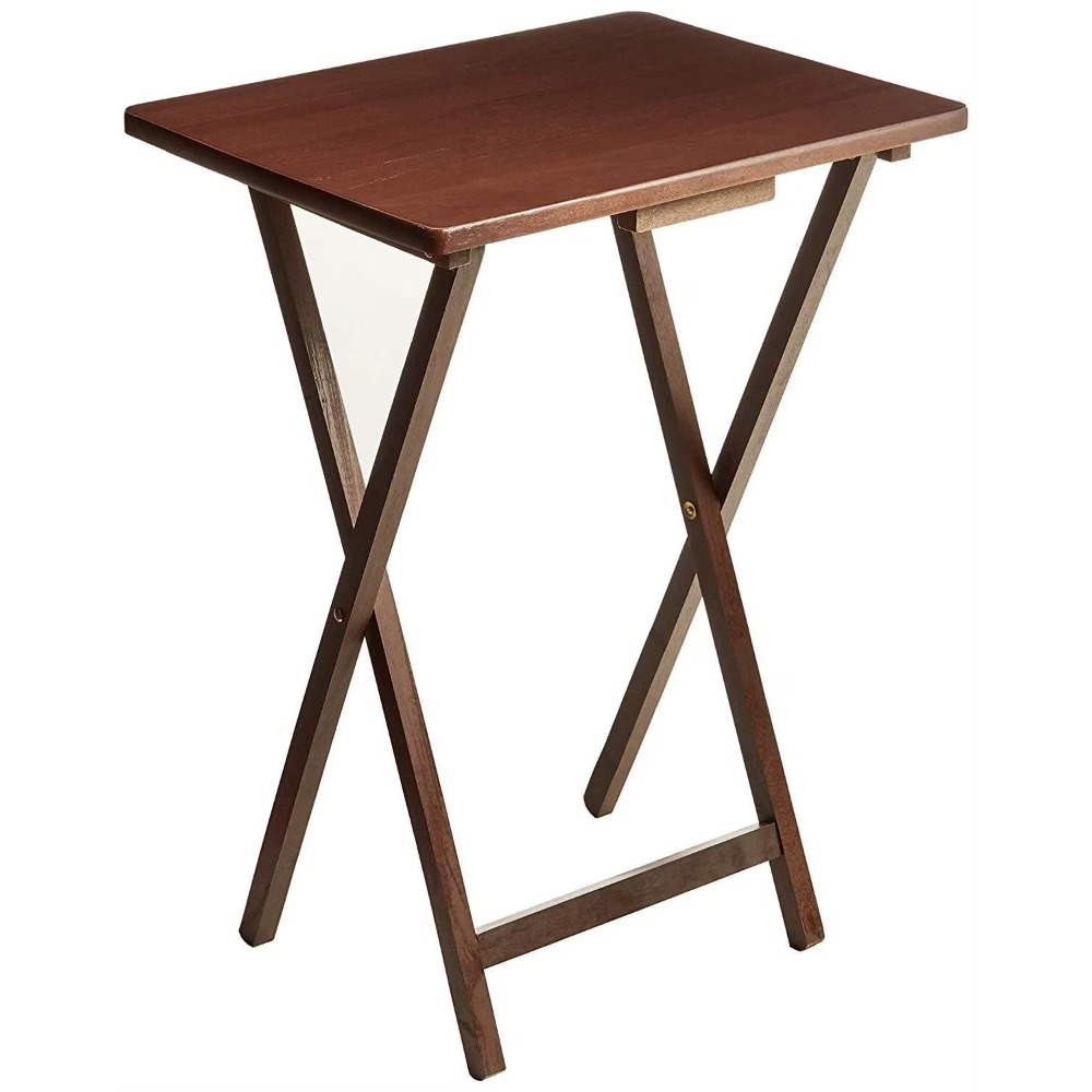 ウォールナット仕上げのラバーウッド折りたたみ式テレビトレイテ - Camp Table Folding のレビューと価格