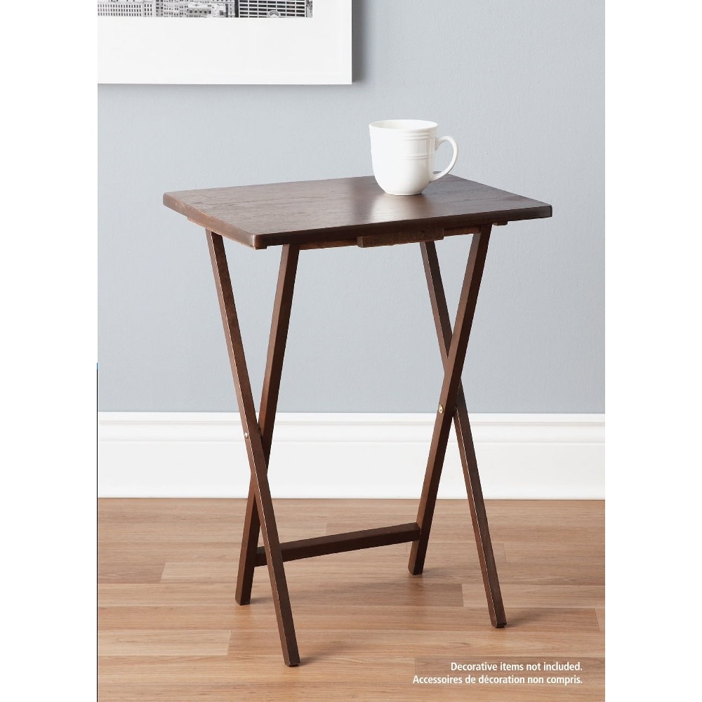 ウォールナット仕上げのラバーウッド折りたたみ式テレビトレイテ - Camp Table Folding のレビューと価格