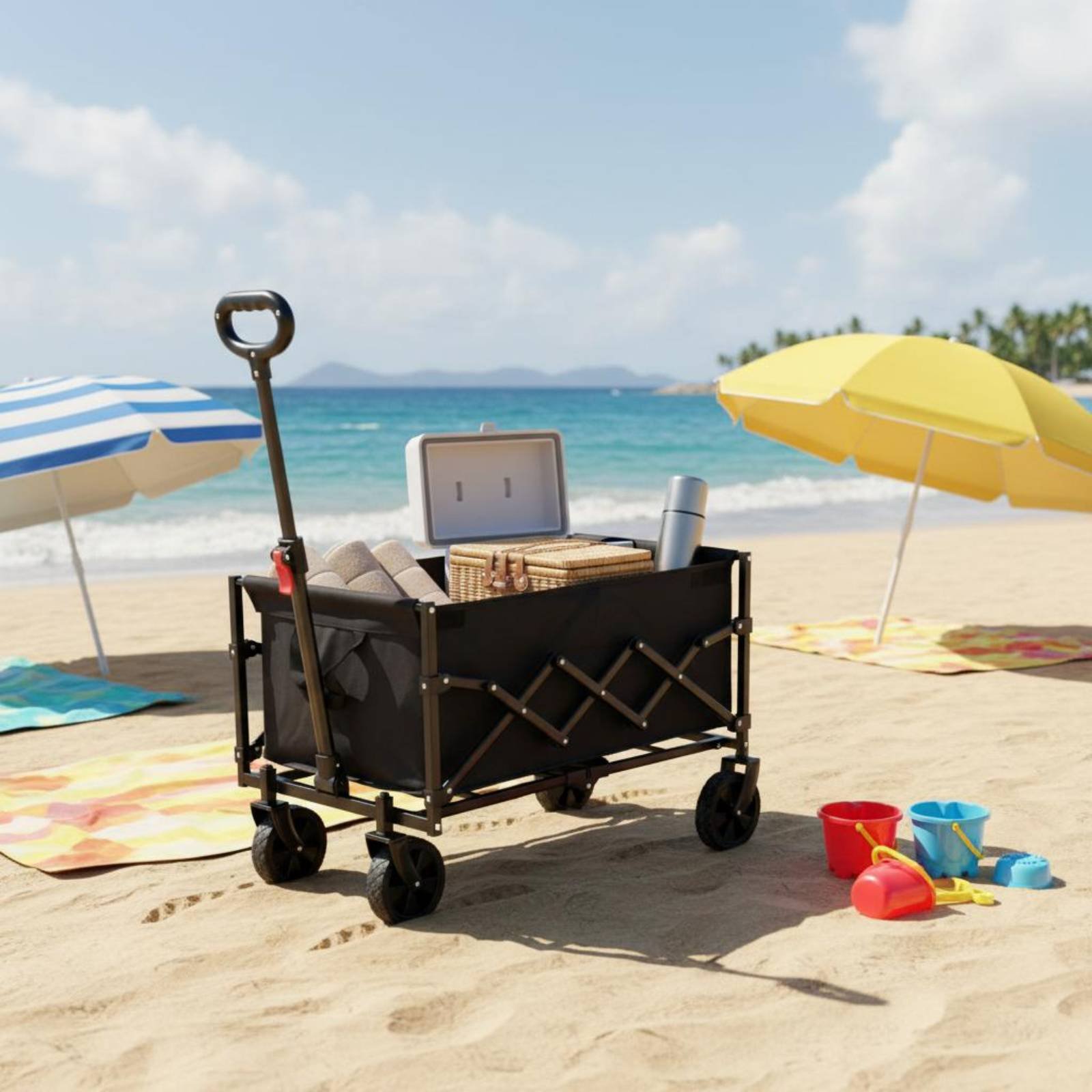ポータブルキャンプワゴン省スペース折りたたみ式ビーチワゴン折 - Jinli Outdoor Camping のレビューと価格
