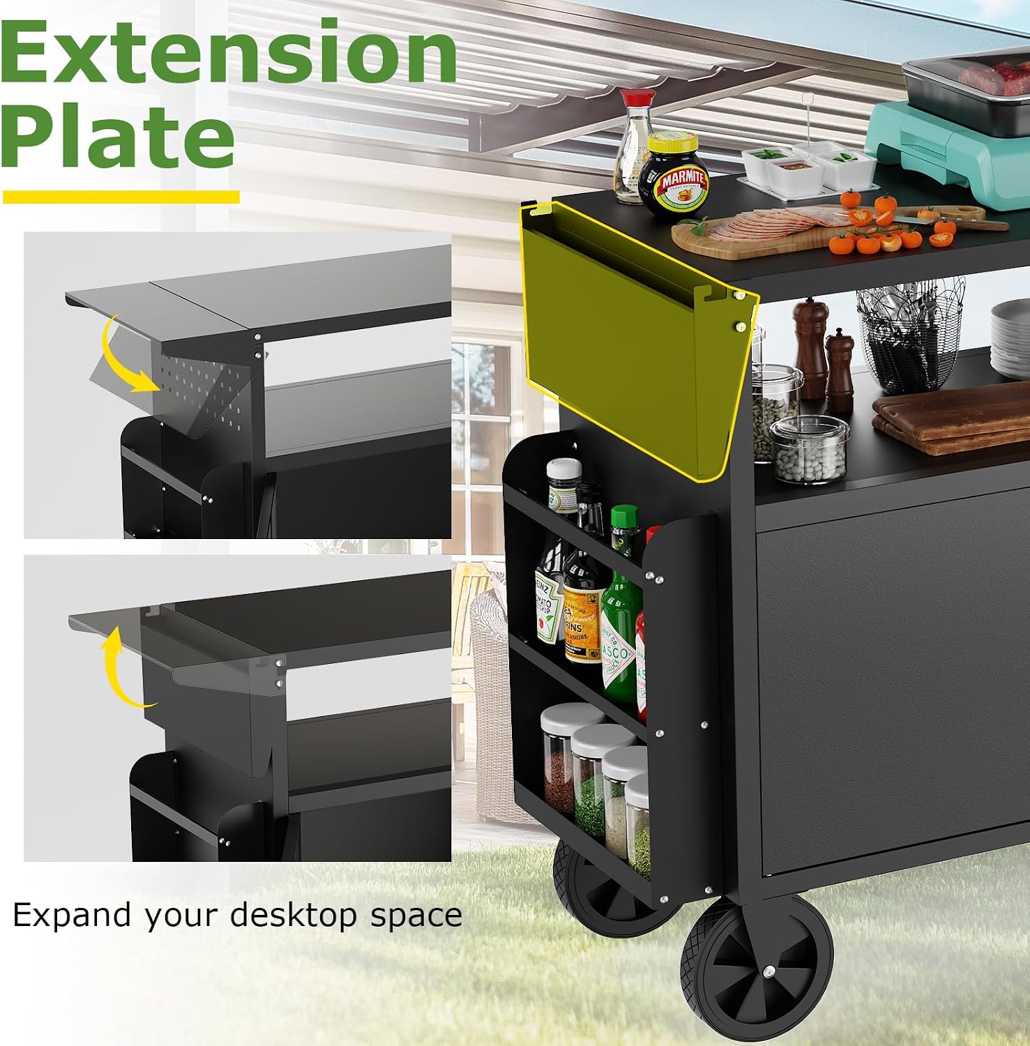 屋外グリルカートテーブル、収納付きキッチンアイランド、ホイー - Camp Table Folding のレビューと価格