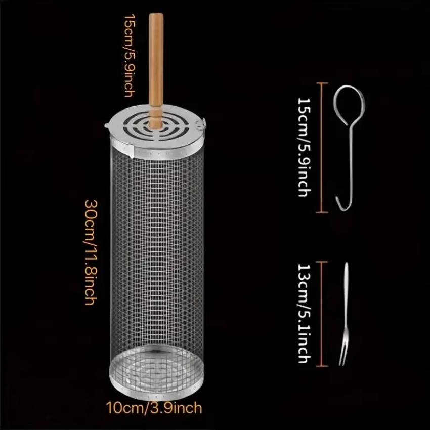 丸型バーベキューグリルバスケットセット、ステンレス製回転式B - Outdoor Camping Essentials のレビューと価格