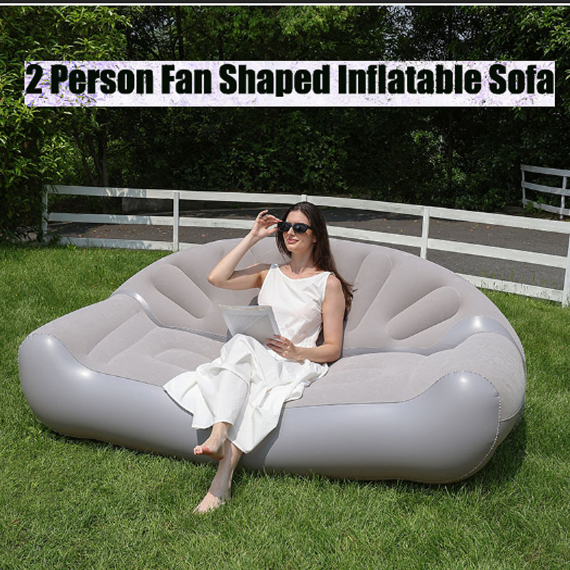 扇形型インフレータブルソファ 2人用フロッキングエアカウチ  - Outdoor Camping Lounge Chairs のレビューと価格