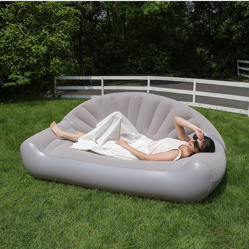 扇形型インフレータブルソファ 2人用フロッキングエアカウチ  - Outdoor Camping Lounge Chairs のレビューと価格