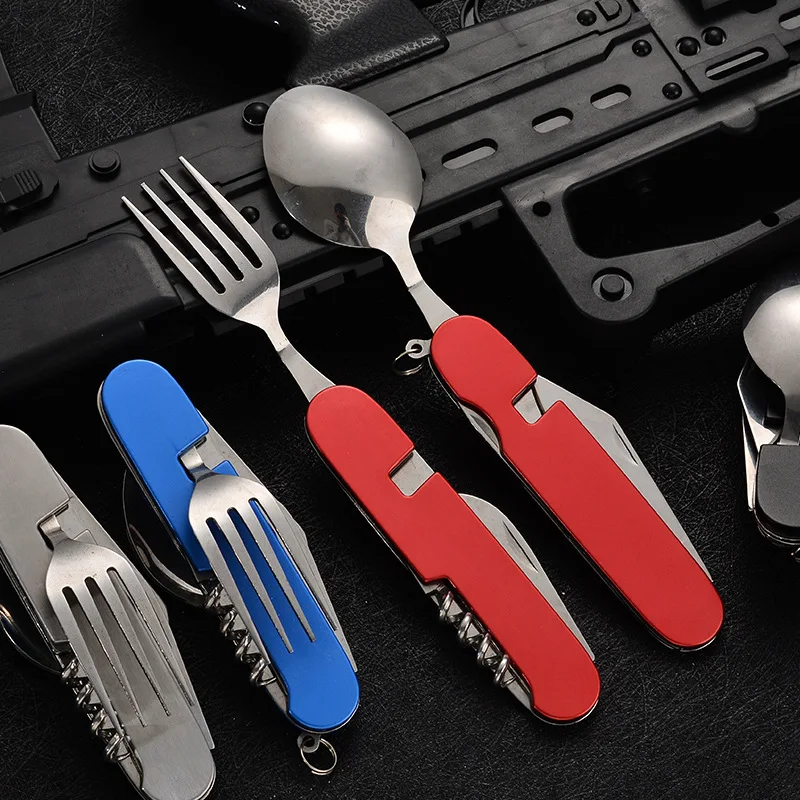 4 in 1 折りたたみ食器取り外し可能なキャンプ用品ステン - Outdoor Camping Essentials のレビューと価格