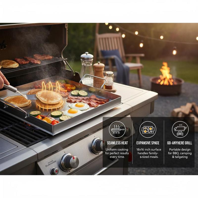 ユニバーサルフラットトップグリドル 18x16インチ キャン - Outdoor Camping Essentials のレビューと価格