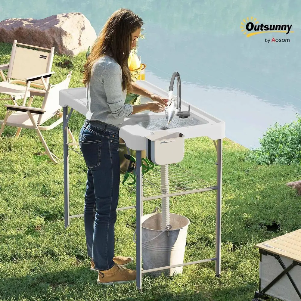 ポータブルアウトドアキャンプシンクテーブル（蛇口、排水ホース - Outdoor Camping Sink のレビューと価格