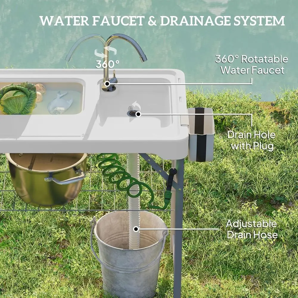 ポータブルアウトドアキャンプシンクテーブル（蛇口、排水ホース - Outdoor Camping Sink のレビューと価格