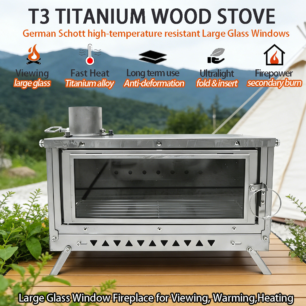 DANCHEL T3 チタン製テントストーブ、折りたたみ式薪 - Outdoor Camping Fireplace のレビューと価格