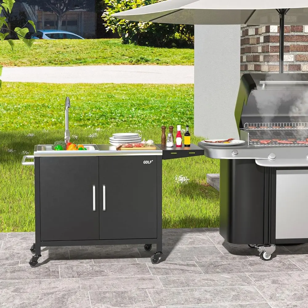 屋外キッチンアイランド、ステンレス製シンク、金属製グリルカー - Outdoor Camping Sink のレビューと価格