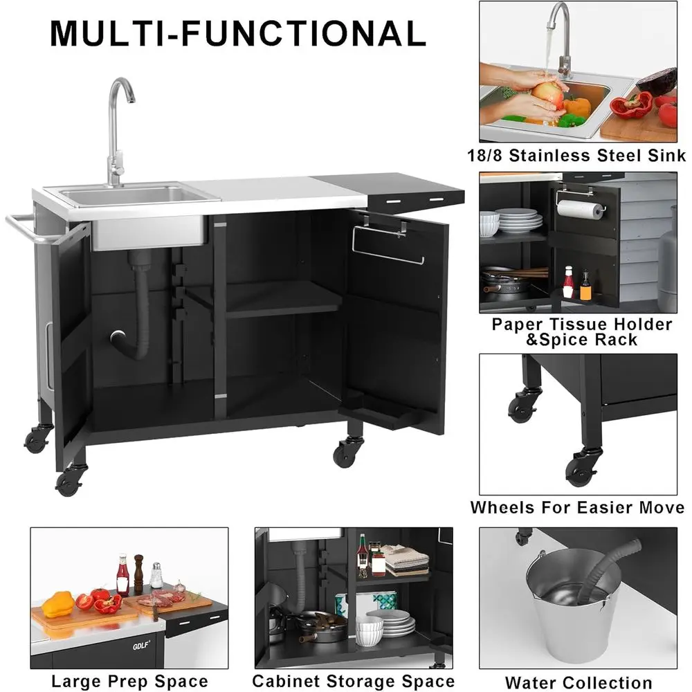 屋外キッチンアイランド、ステンレス製シンク、金属製グリルカー - Outdoor Camping Sink のレビューと価格