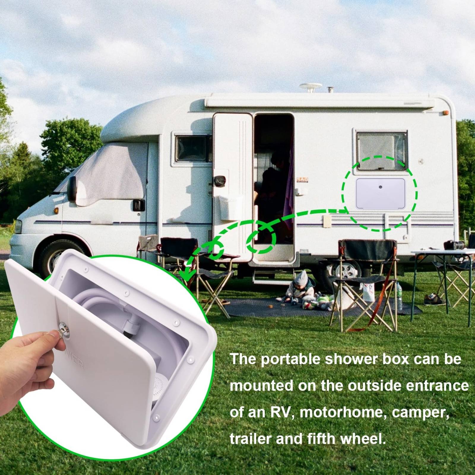 RV 外部シャワーボックス コンパクト RV 屋外シャワーキ - Outdoor Camping Kit のレビューと価格