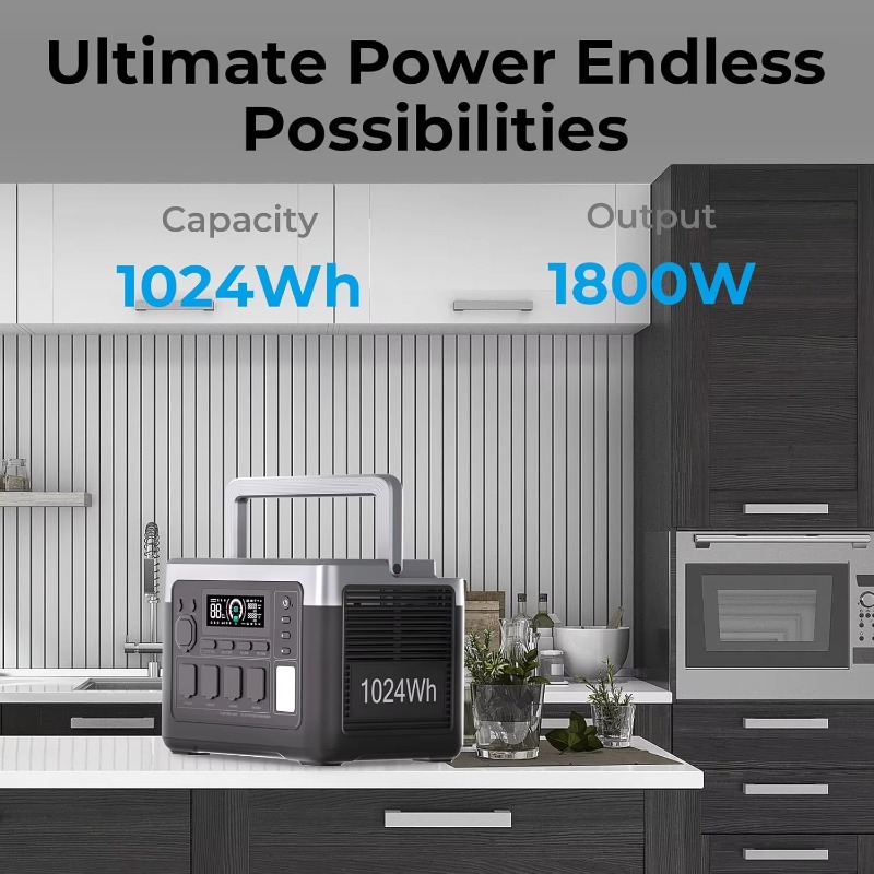 EU USA倉庫 1800W 1024Wh 静音ソーラー発電 - Outdoor Camping Usa のレビューと価格