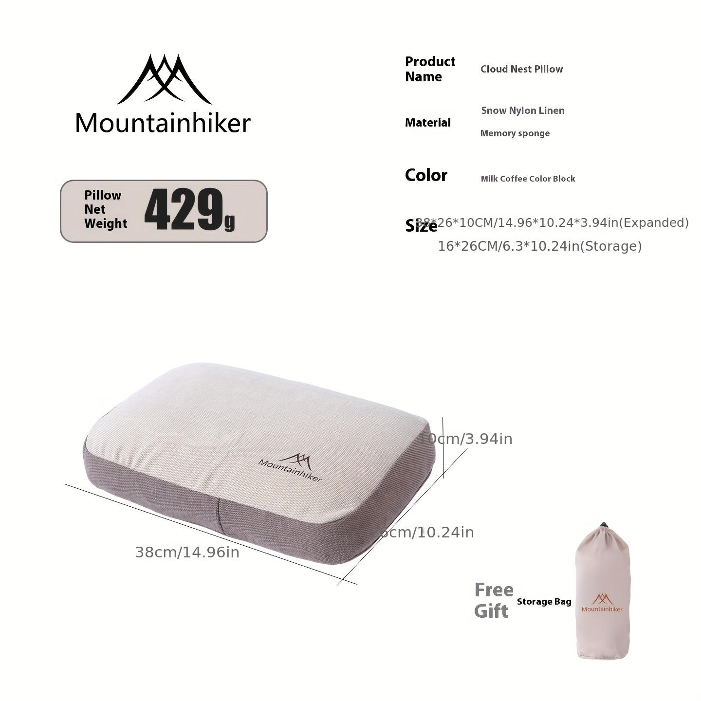 マウンテンハイカー 自動膨張式スポンジ枕 柔らかく、静かで、 - Outdoor Camping Essentials のレビューと価格
