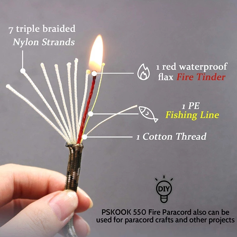 キャンプ用屋外ロープ,10コアパラコード,サバイバルツール, - Outdoor Camping Burner のレビューと価格