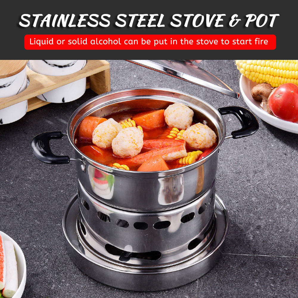 屋外用ステンレス鋼アルコールストーブポットセットポータブルバ - Outdoor Camping Burner のレビューと価格