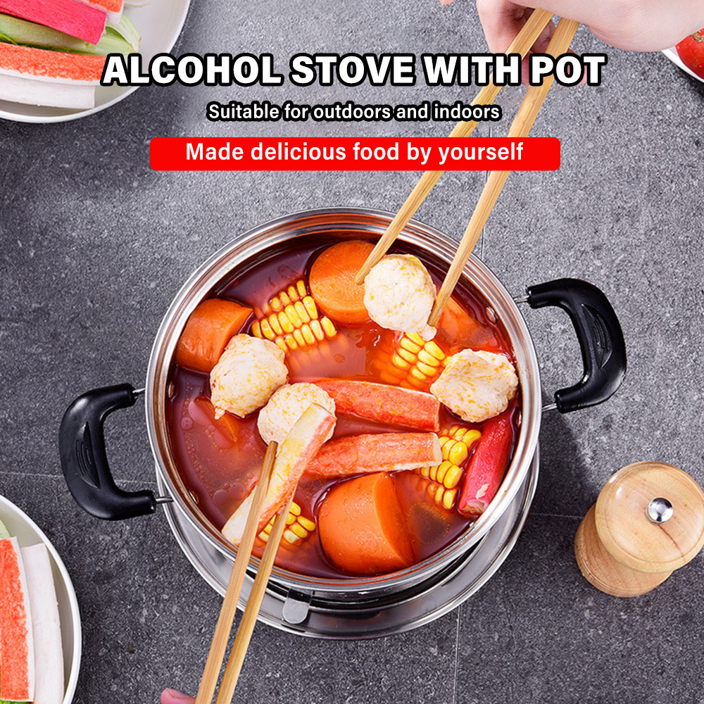 屋外用ステンレス鋼アルコールストーブポットセットポータブルバ - Outdoor Camping Burner のレビューと価格