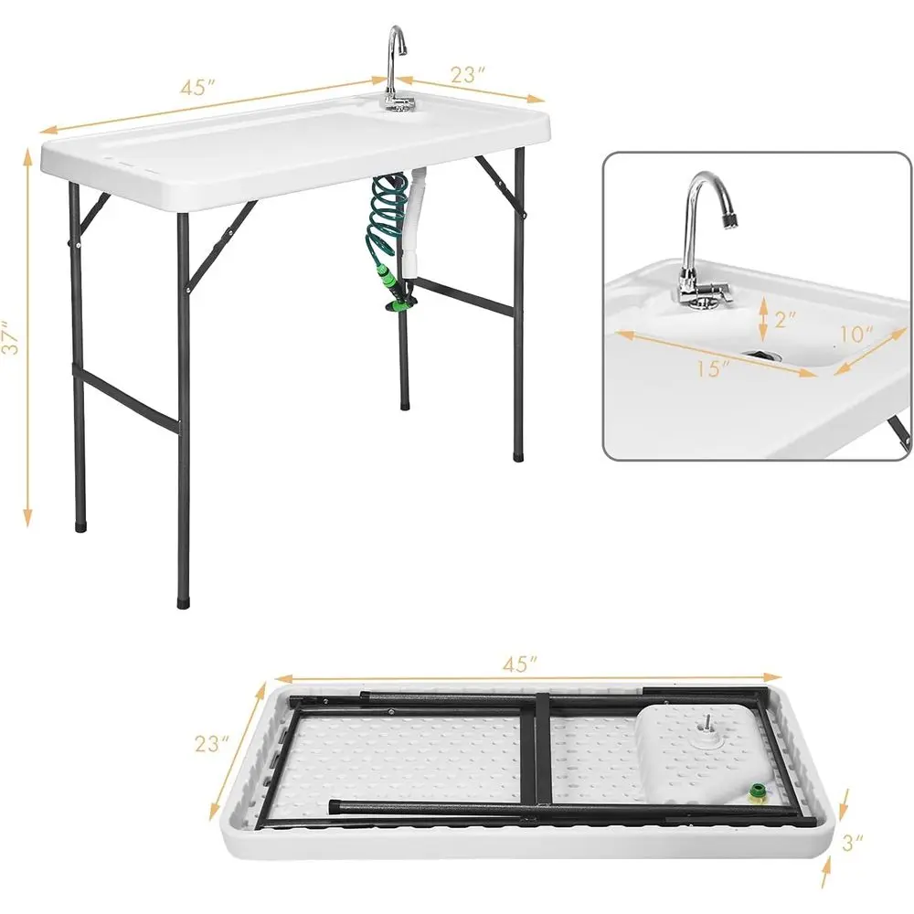 ビーチ、パティオ、ピクニック用のホース接続とスプレーノズル付 - Outdoor Camping Sink のレビューと価格