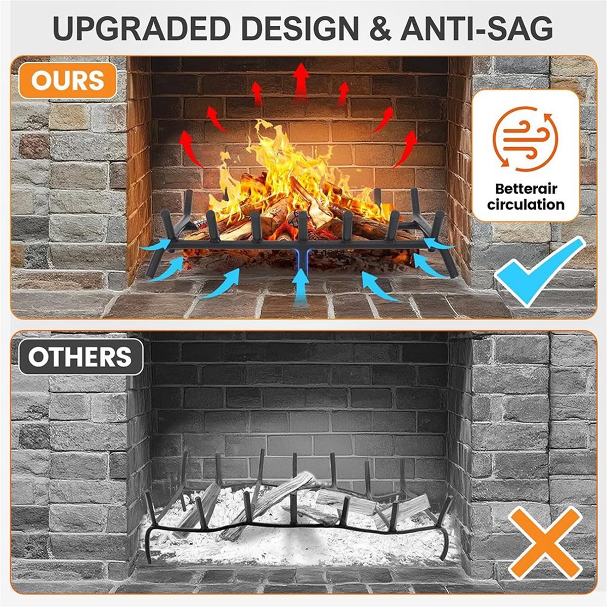 新しい暖炉用薪格子 - 薪燃焼ホルダー、頑丈な焚き火トレイ、 - Outdoor Camping Fireplace のレビューと価格