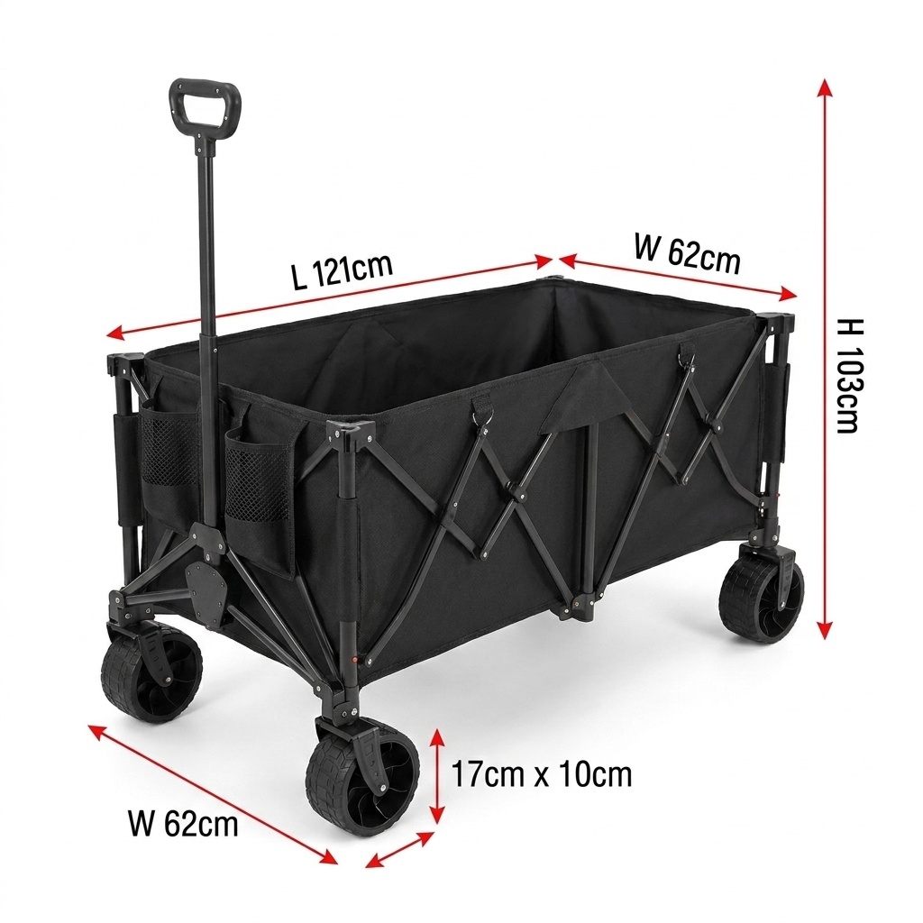特注ヘビーデューティー折りたたみ式ワゴンカート、260L特大 - Camp Table Folding のレビューと価格