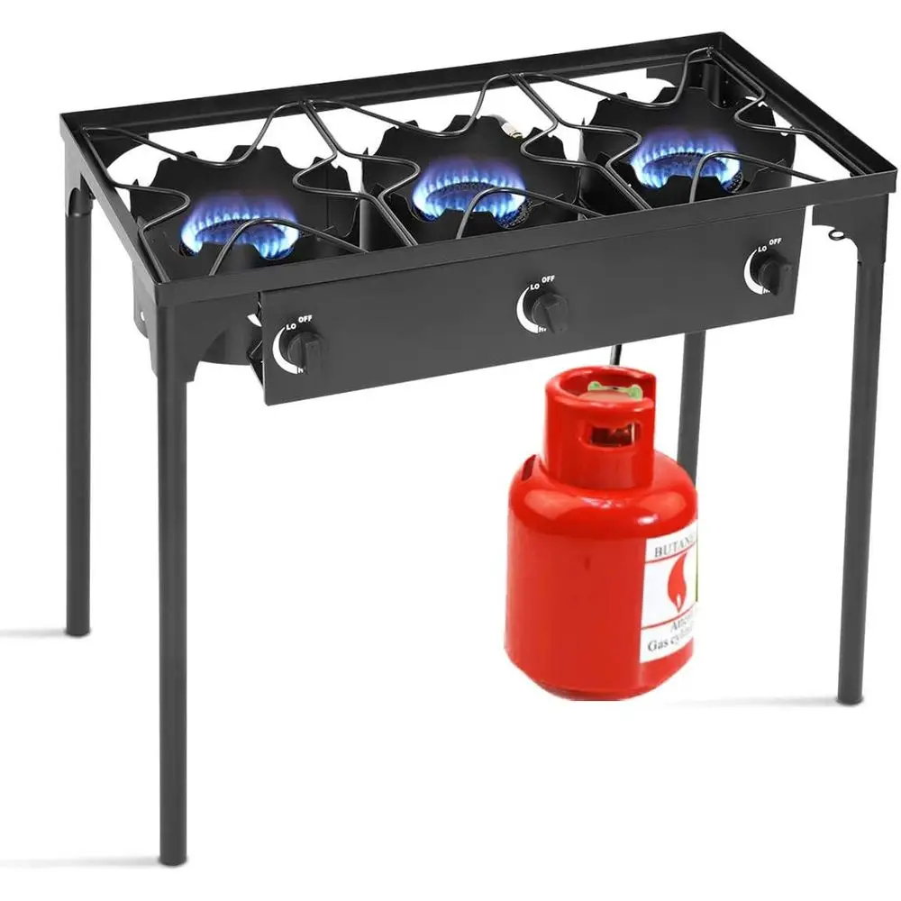 ポータブル3バーナー式プロパンガスコンロ（取り外し可能な脚付 - Outdoor Camping Burner のレビューと価格