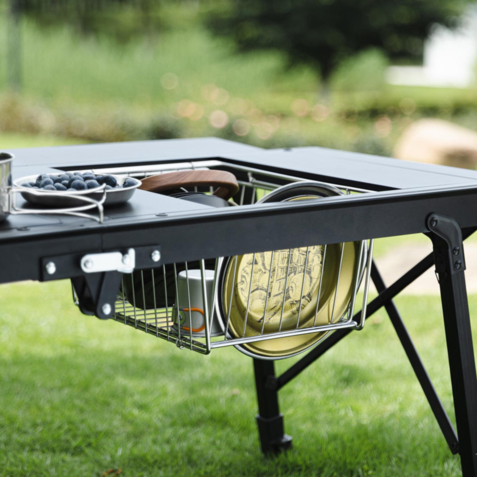 キャンプテーブルバスケット金属製折りたたみグリルアクセサリー - Camp Table Folding のレビューと価格
